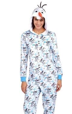 Disney Frozen Olaf Hooded One Piece Womens Pajama Sleepwear – Size Large